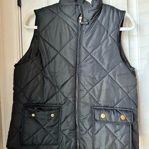 Black Quilted Vest with Gold Accents